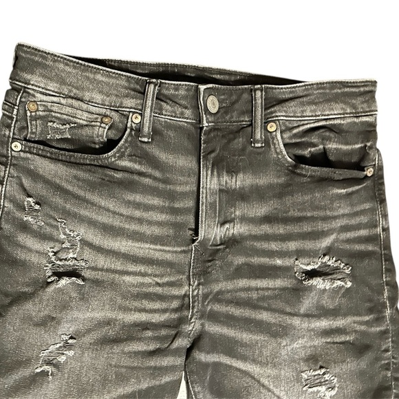 American Eagle Outfitters Distressed Black Denim Shorts Men's 31 Modern Utility - Picture 10 of 11